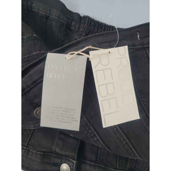 NWT Project Rebel Strapless Denim Button Tube Top Size M Black Grunge Western - Picture 4 of 7